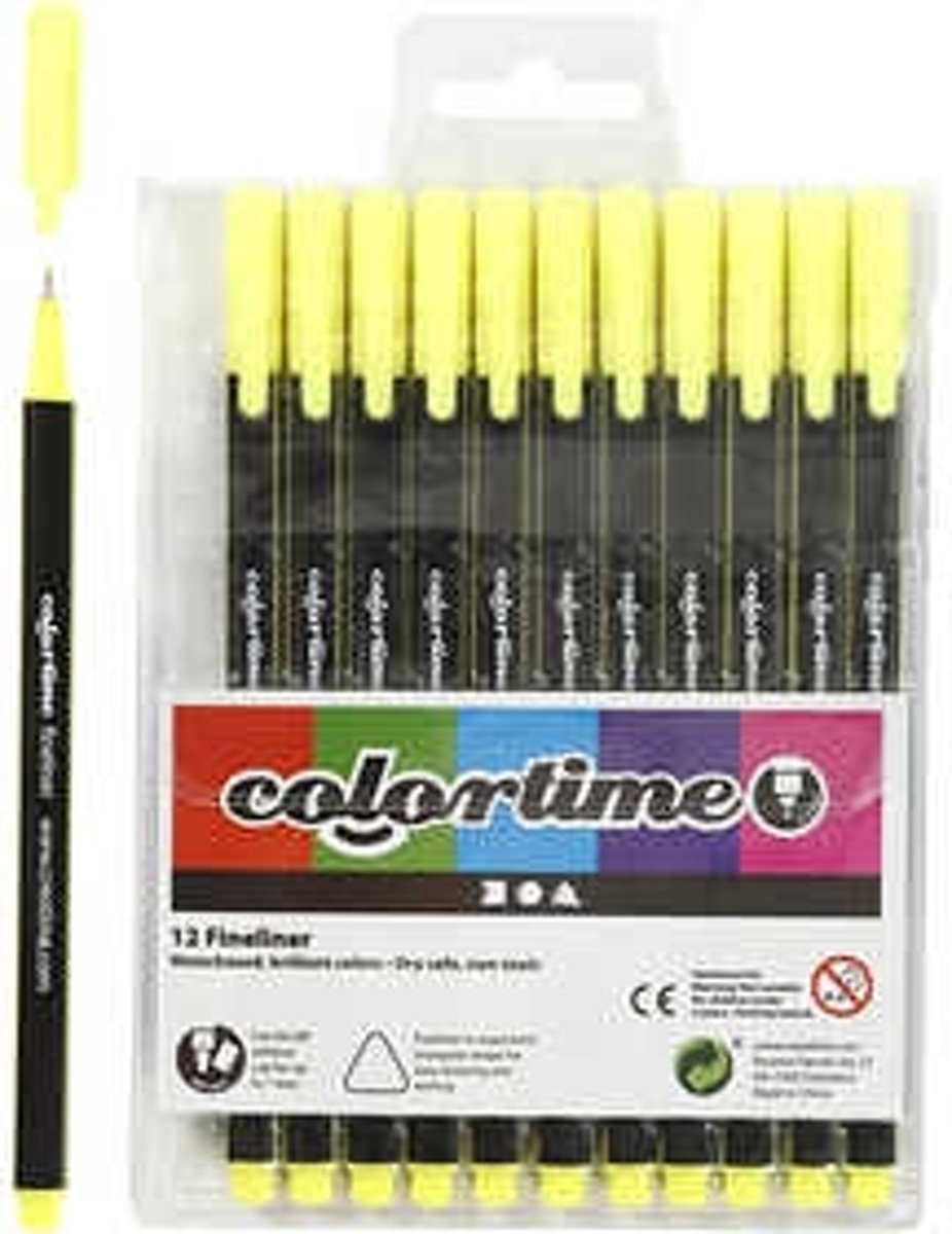 Colortime Fineliner, lijndikte: 0,6-0,7 mm, geel, 12stuks [HOB-373637]